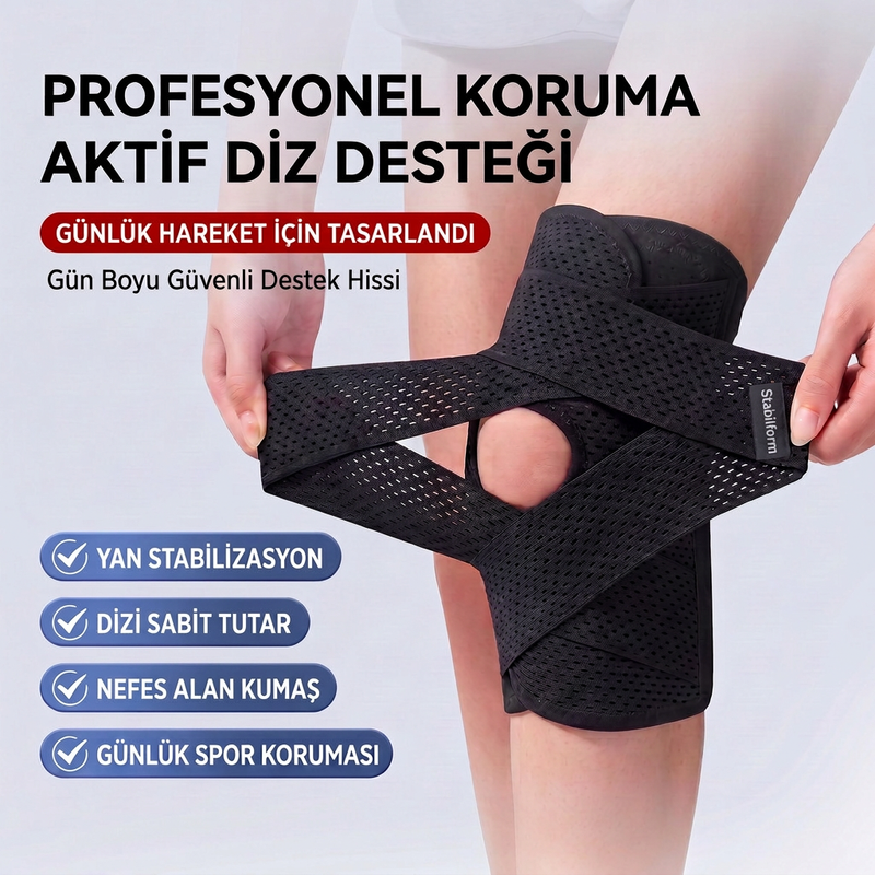Stabilform çelik yaylı dizlik, aktif diz desteği